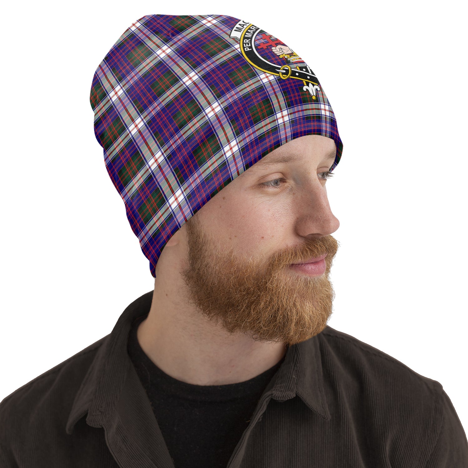 MacDonald Dress Modern Tartan Beanies Hat with Family Crest One Size 10.5*10.2 inches - Tartan Vibes Clothing