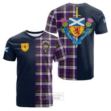 MacDonald Dress Modern Tartan Cotton T-shirt Alba with Scottish Lion Royal Arm Half Style