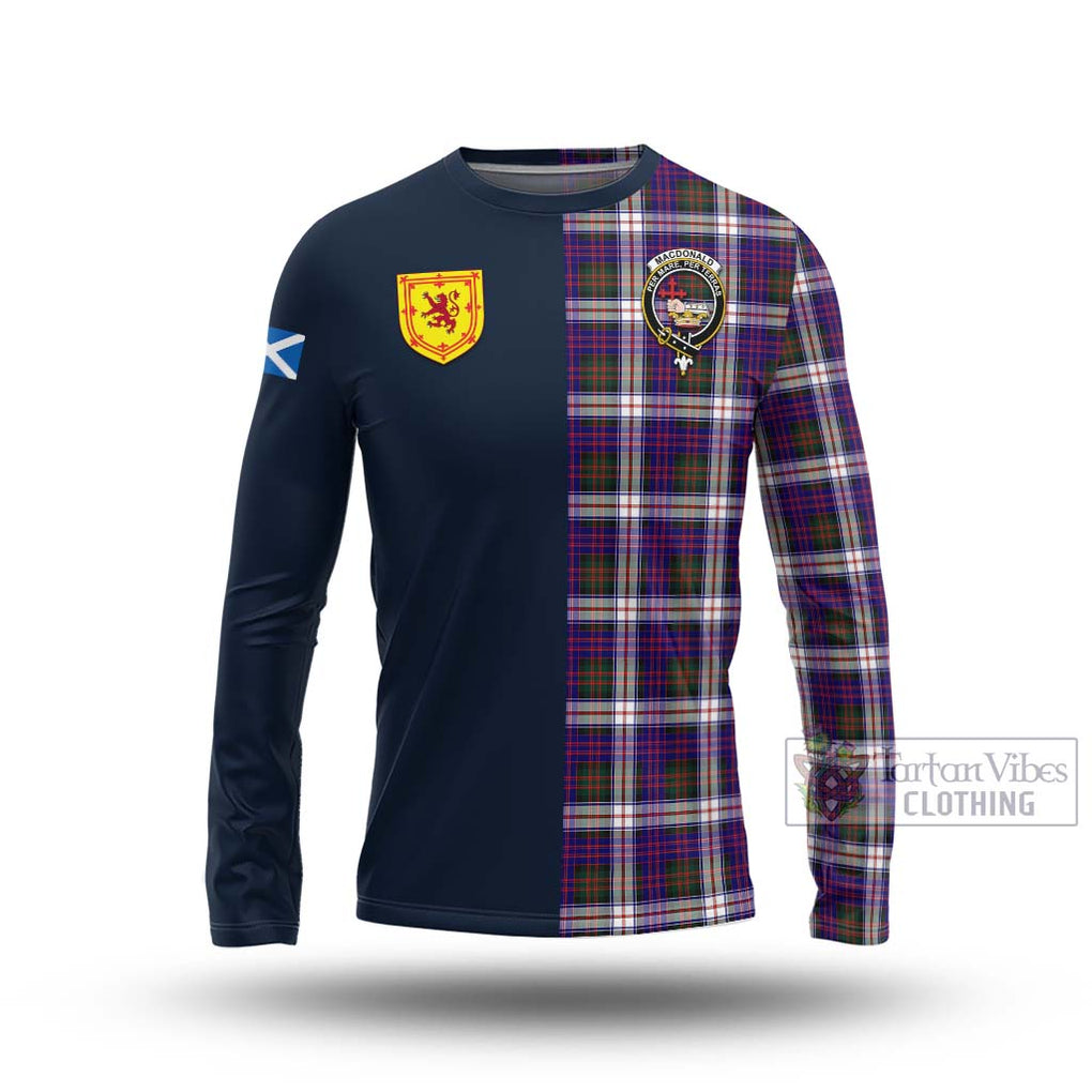 Tartan Vibes Clothing MacDonald Dress Modern Tartan Long Sleeve T-Shirt with Scottish Lion Royal Arm Half Style