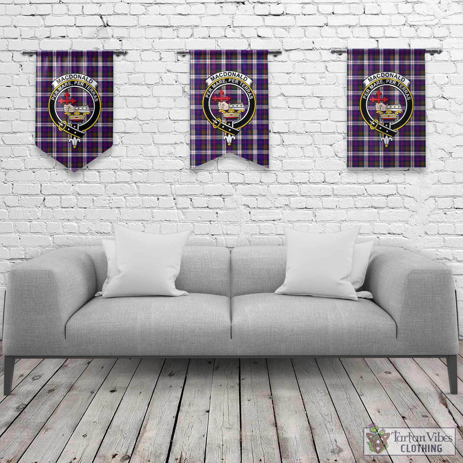 Tartan Vibes Clothing MacDonald Dress Modern Tartan Gonfalon, Tartan Banner with Family Crest