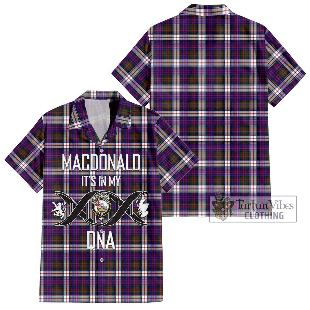 MacDonald Dress Modern Tartan Short Sleeve Button Shirt with Family Crest DNA In Me Style Kid - Tartanvibesclothing Shop