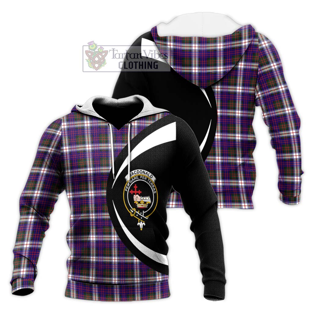 MacDonald Dress Modern Tartan Knitted Hoodie with Family Crest Circle Style Unisex Knitted Pullover Hoodie - Tartan Vibes Clothing