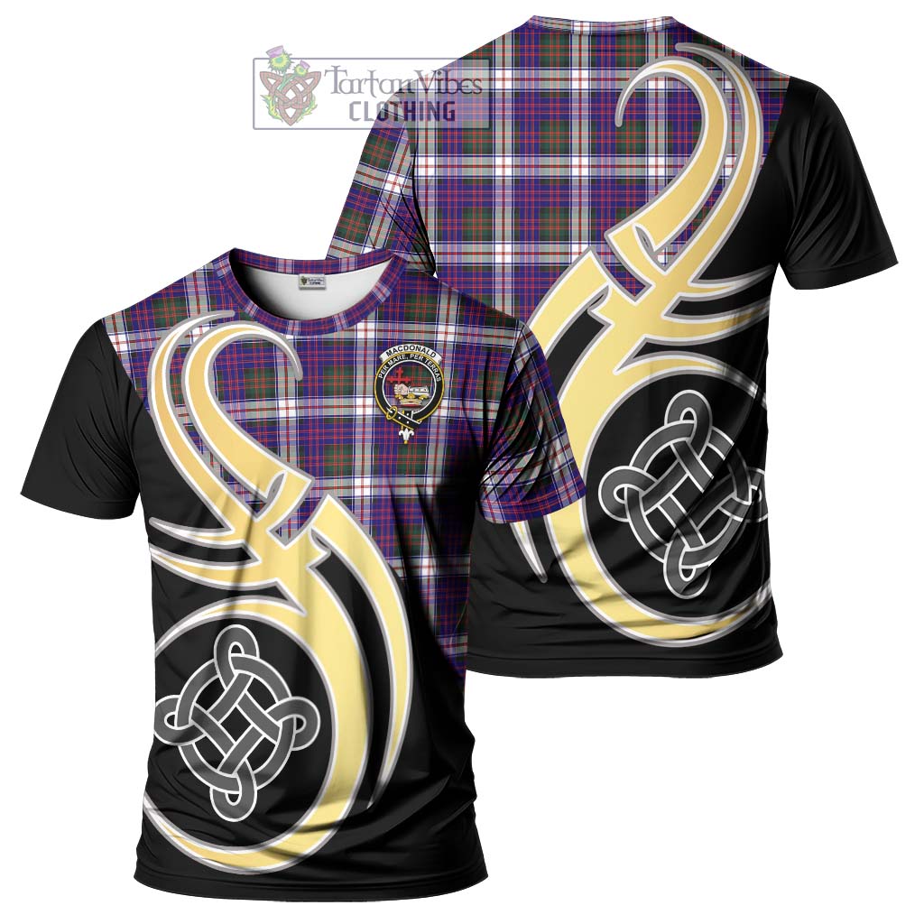 Tartan Vibes Clothing MacDonald Dress Modern Tartan T-Shirt with Family Crest and Celtic Symbol Style