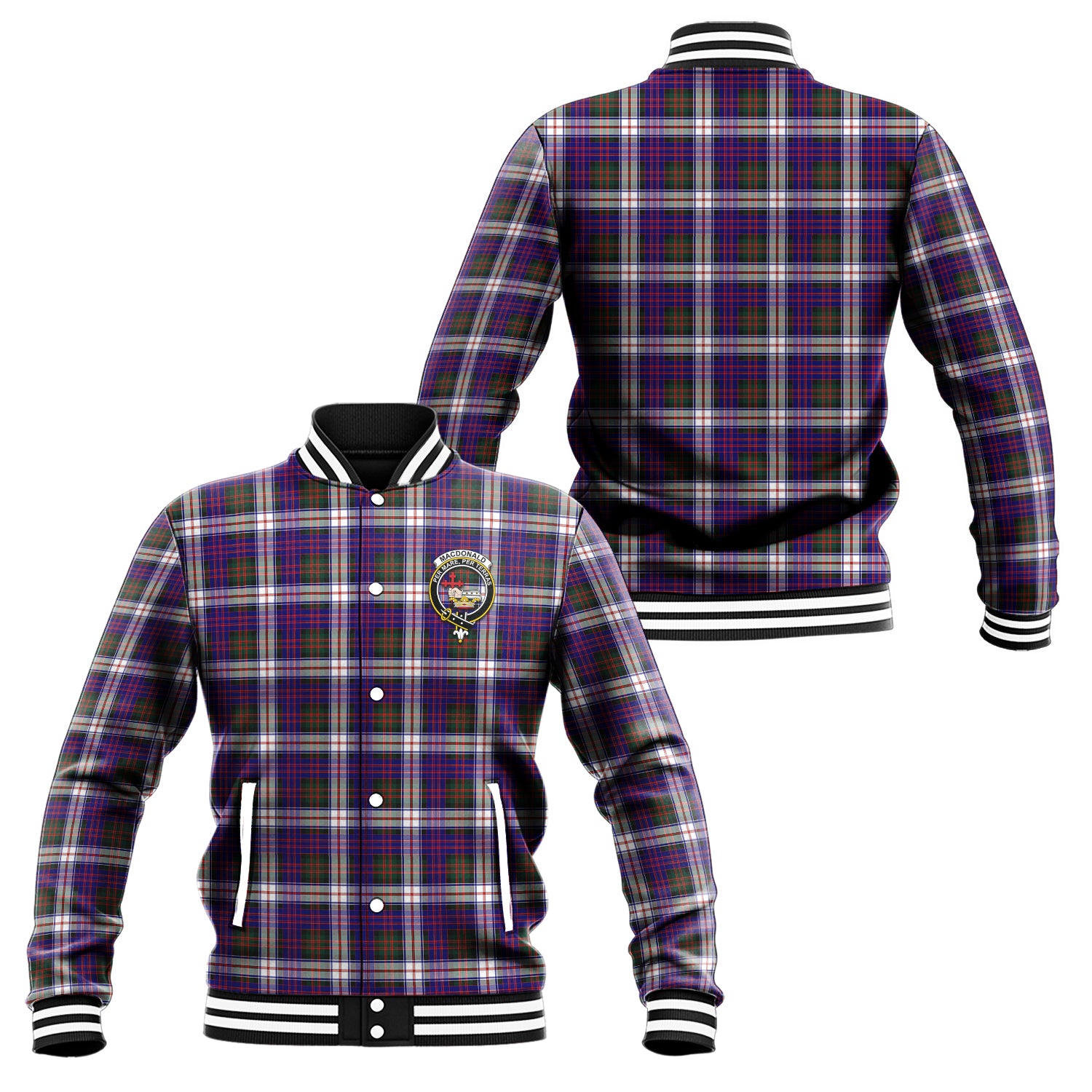 MacDonald Dress Modern Tartan Baseball Jacket with Family Crest Unisex - Tartan Vibes Clothing