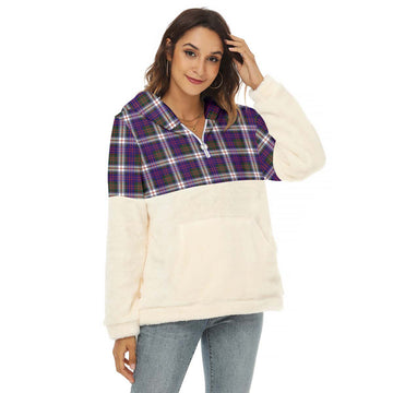 MacDonald Dress Modern Tartan Women's Borg Fleece Hoodie With Half Zip