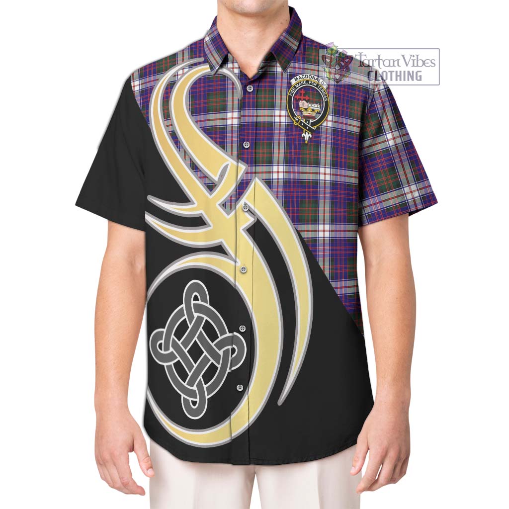 MacDonald Dress Modern Tartan Short Sleeve Button Shirt with Family Crest and Celtic Symbol Style Kid - Tartan Vibes Clothing