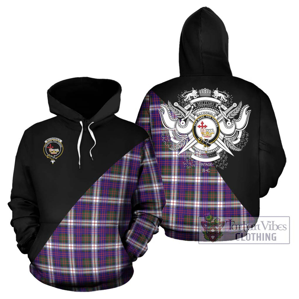 MacDonald Dress Modern Tartan Hoodie with Family Crest and Military Logo Style Zip Hoodie - Tartanvibesclothing Shop