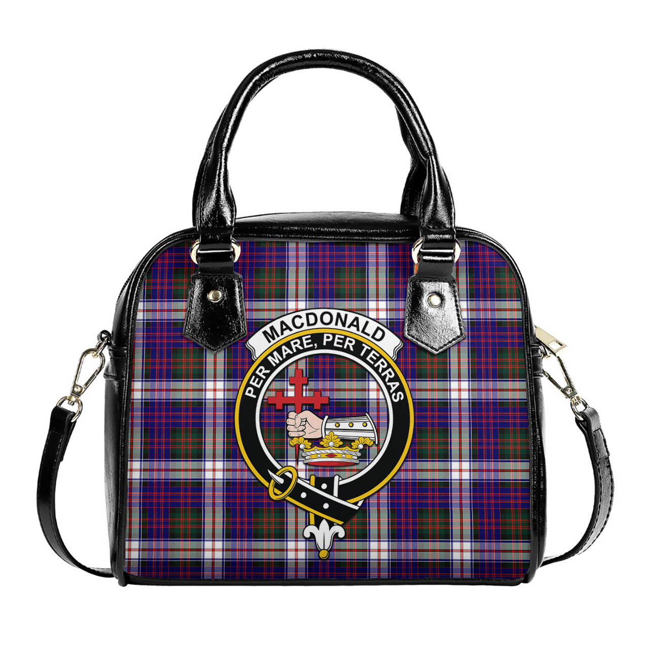 MacDonald Dress Modern Tartan Shoulder Handbags with Family Crest One Size 6*25*22 cm - Tartanvibesclothing