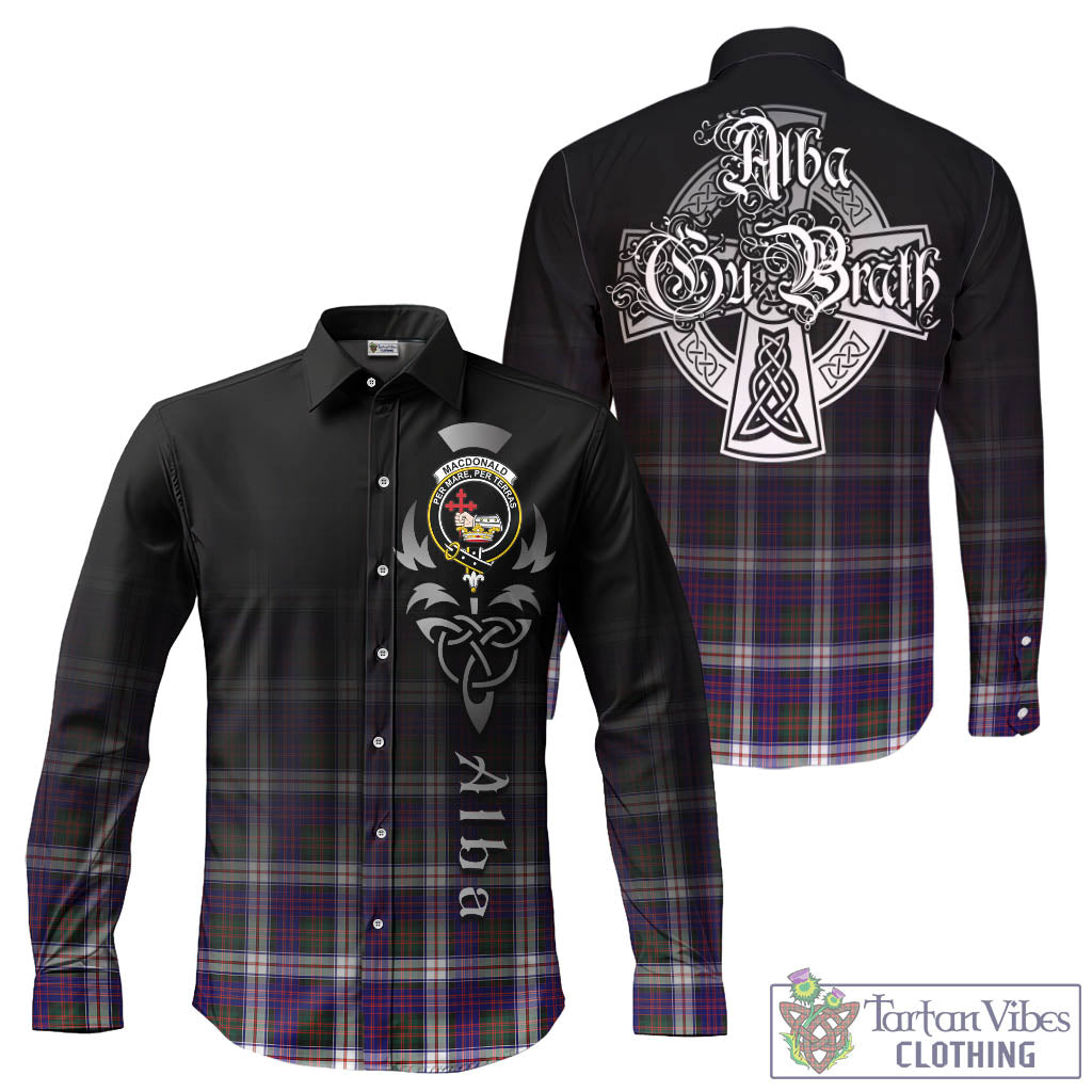 Tartan Vibes Clothing MacDonald Dress Modern Tartan Long Sleeve Button Up Featuring Alba Gu Brath Family Crest Celtic Inspired