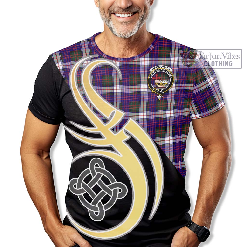 Tartan Vibes Clothing MacDonald Dress Modern Tartan T-Shirt with Family Crest and Celtic Symbol Style