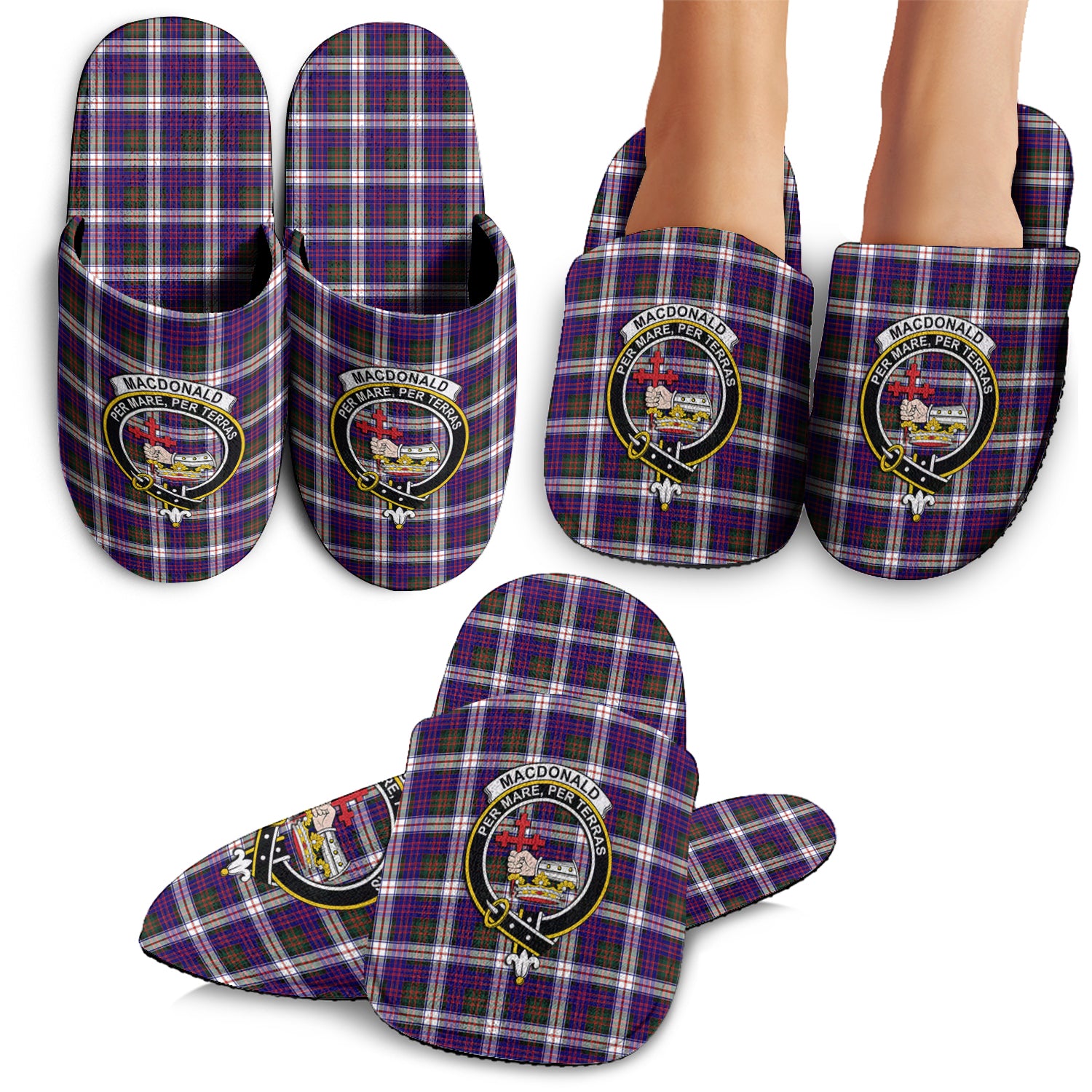 MacDonald Dress Modern Tartan Home Slippers with Family Crest - Tartanvibesclothing