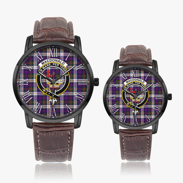 MacDonald Dress Modern Tartan Family Crest Leather Strap Quartz Watch