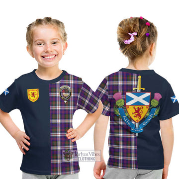 MacDonald Dress Modern Tartan Kid T-Shirt Alba with Scottish Lion Royal Arm Half Style