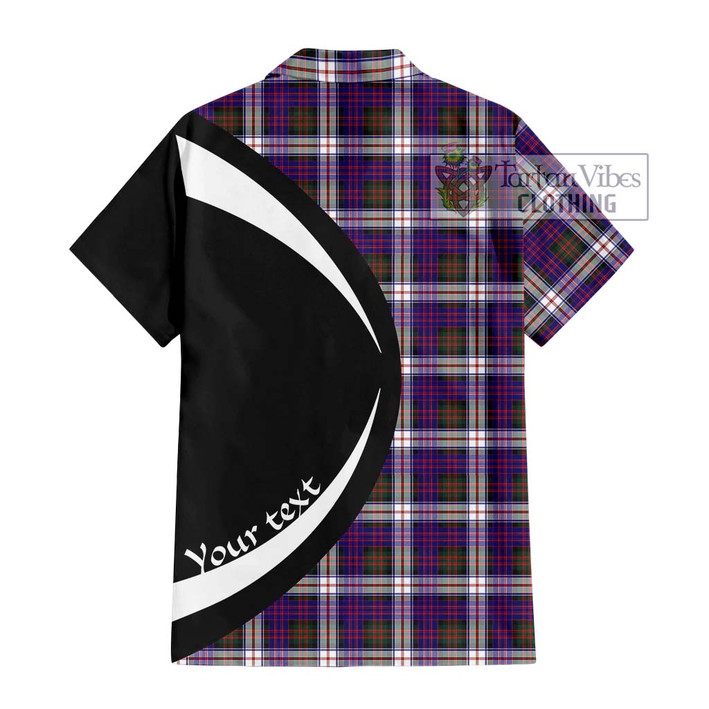 MacDonald Dress Modern Tartan Short Sleeve Button Up with Family Crest Circle Style - Tartan Vibes Clothing