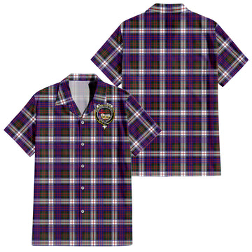 MacDonald Dress Modern Tartan Short Sleeve Button Down Shirt with Family Crest