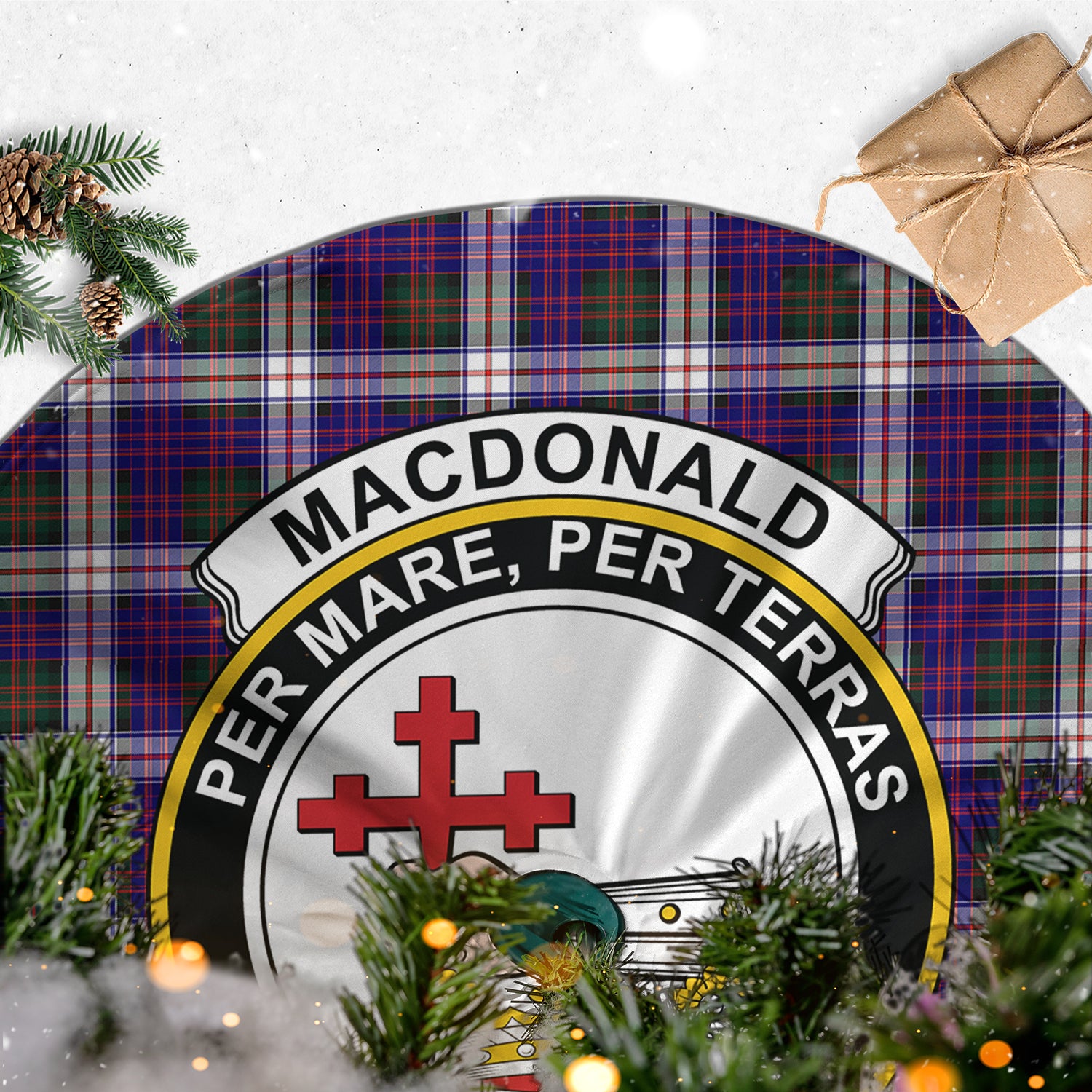 MacDonald Dress Modern Tartan Christmas Tree Skirt with Family Crest - Tartanvibesclothing