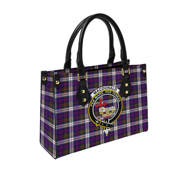 MacDonald Dress Modern Tartan Leather Bag with Family Crest