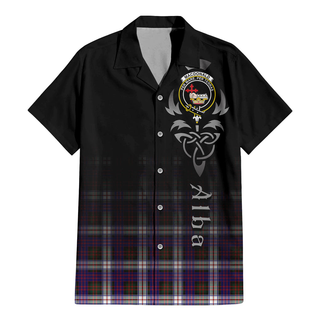 Tartan Vibes Clothing MacDonald Dress Modern Tartan Short Sleeve Button Up Featuring Alba Gu Brath Family Crest Celtic Inspired