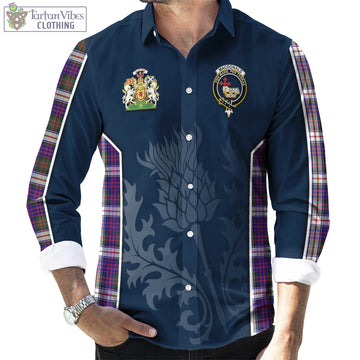 MacDonald Dress Modern Tartan Long Sleeve Button Up Shirt with Family Crest and Scottish Thistle Vibes Sport Style