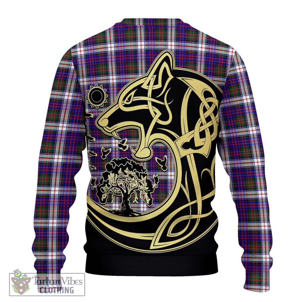 MacDonald Dress Modern Tartan Knitted Sweater with Family Crest Celtic Wolf Style - Tartan Vibes Clothing