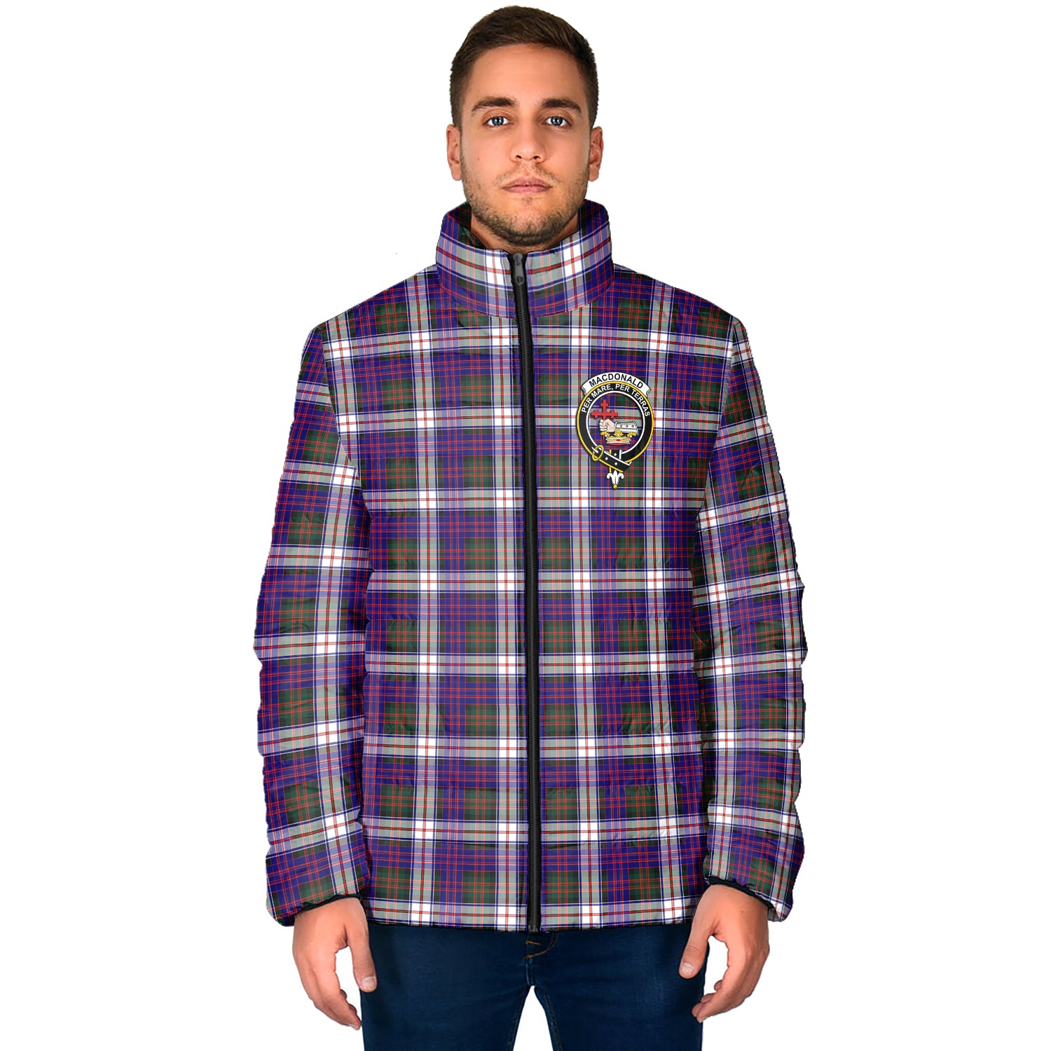 MacDonald Dress Modern Tartan Padded Jacket with Family Crest - Tartan Vibes Clothing