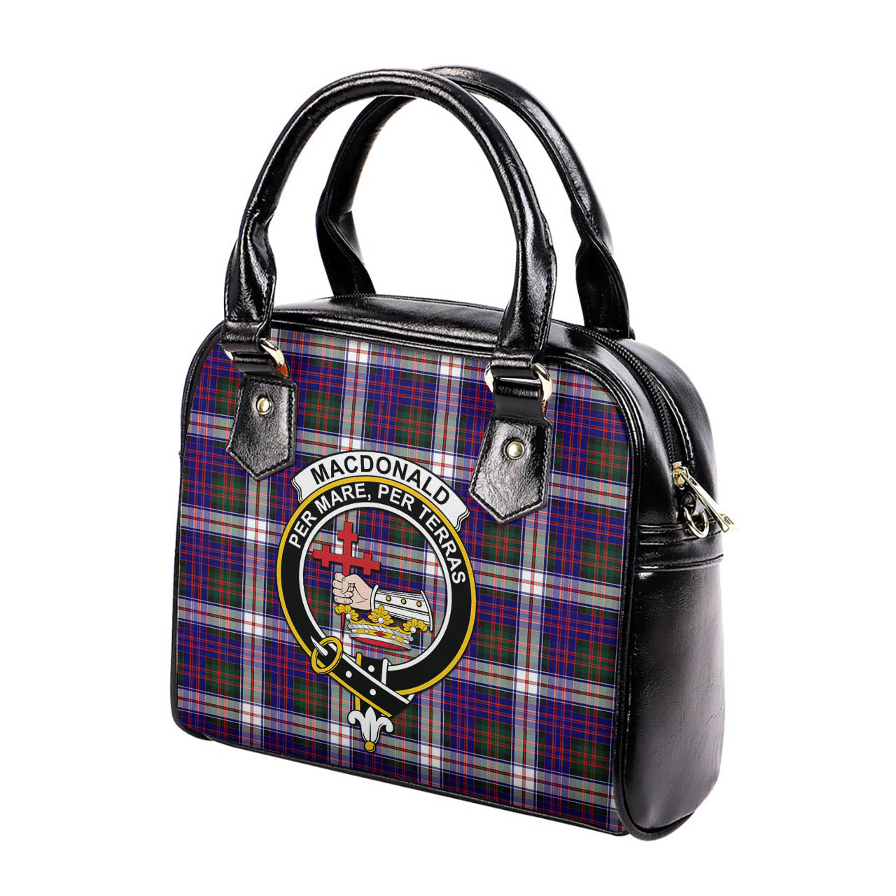 MacDonald Dress Modern Tartan Shoulder Handbags with Family Crest - Tartanvibesclothing