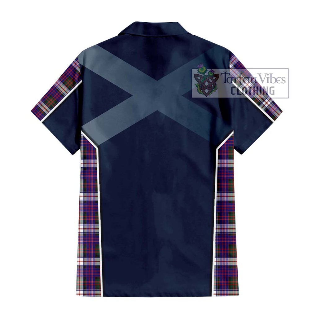 MacDonald Dress Modern Tartan Short Sleeve Button Shirt with Family Crest and Lion Rampant Vibes Sport Style - Tartan Vibes Clothing