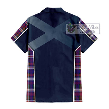 MacDonald Dress Modern Tartan Short Sleeve Button Shirt with Family Crest and Lion Rampant Vibes Sport Style