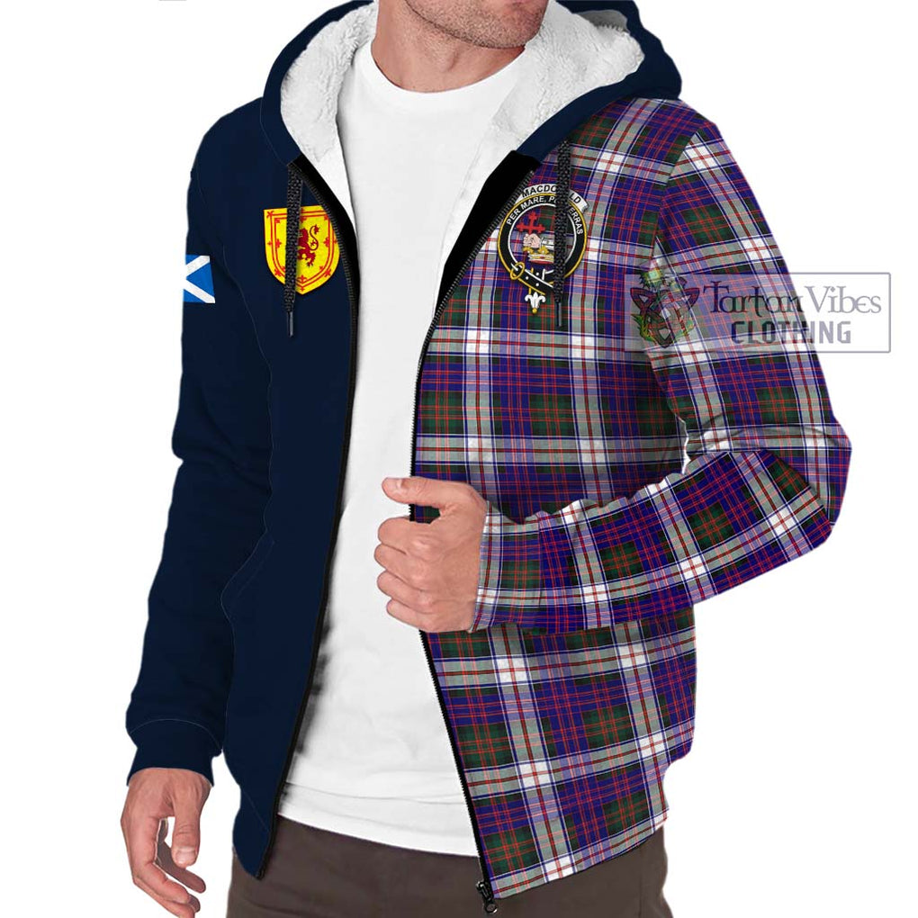 Tartan Vibes Clothing MacDonald Dress Modern Tartan Sherpa Hoodie with Scottish Lion Royal Arm Half Style