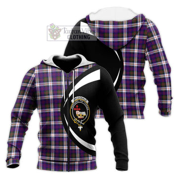 MacDonald Dress Modern Tartan Knitted Hoodie with Family Crest Circle Style