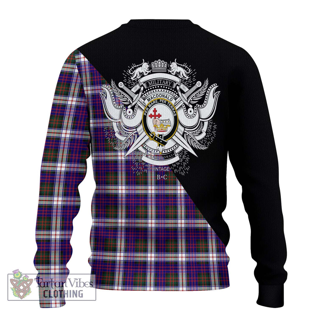 MacDonald Dress Modern Tartan Knitted Sweater with Family Crest and Military Logo Style - Tartanvibesclothing Shop