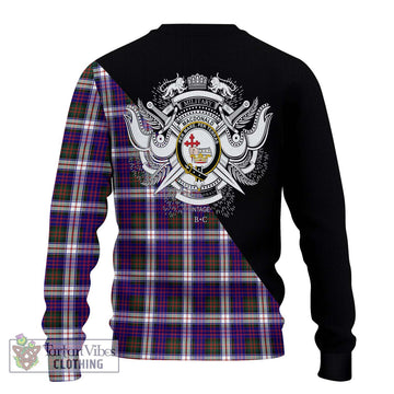 MacDonald Dress Modern Tartan Ugly Sweater with Family Crest and Military Logo Style