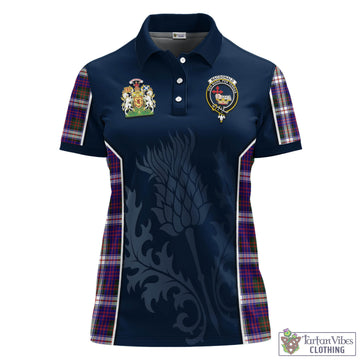 MacDonald Dress Modern Tartan Women's Polo Shirt with Family Crest and Scottish Thistle Vibes Sport Style