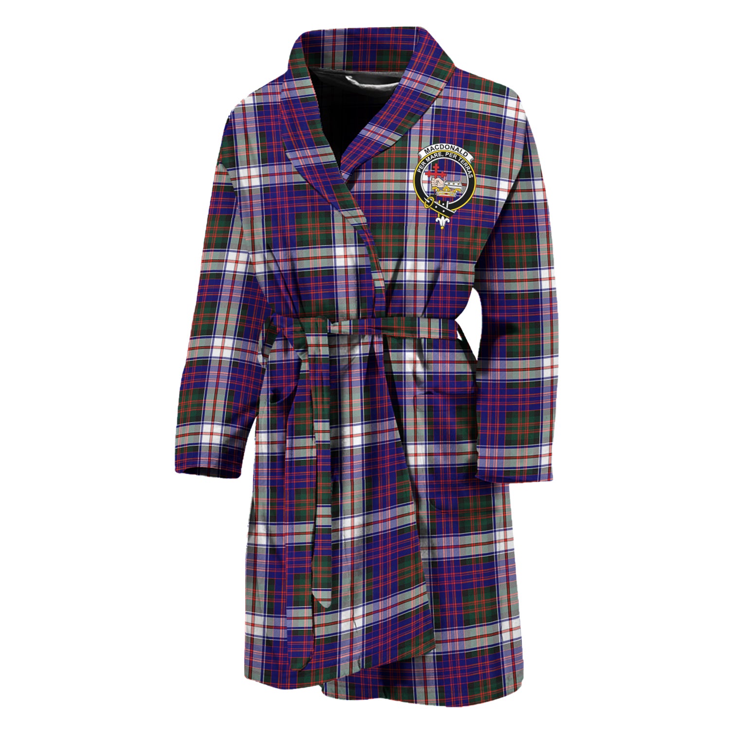 MacDonald Dress Modern Tartan Bathrobe with Family Crest Unisex M - Tartan Vibes Clothing