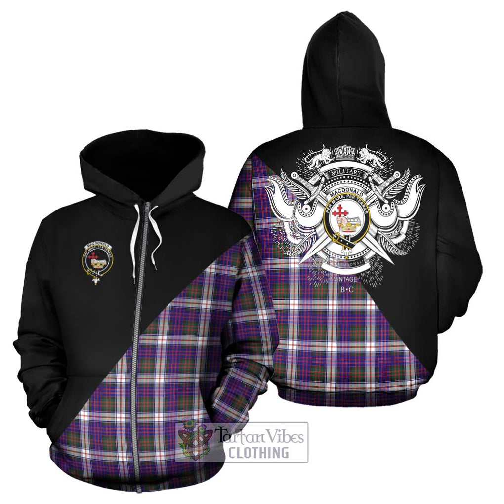 MacDonald Dress Modern Tartan Hoodie with Family Crest and Military Logo Style - Tartanvibesclothing Shop