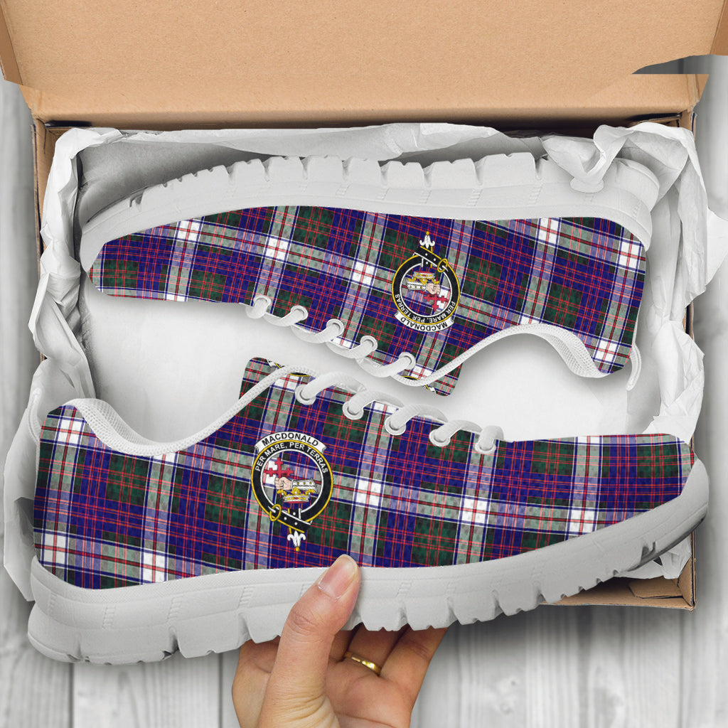 MacDonald Dress Modern Tartan Sneakers with Family Crest - Tartan Vibes Clothing