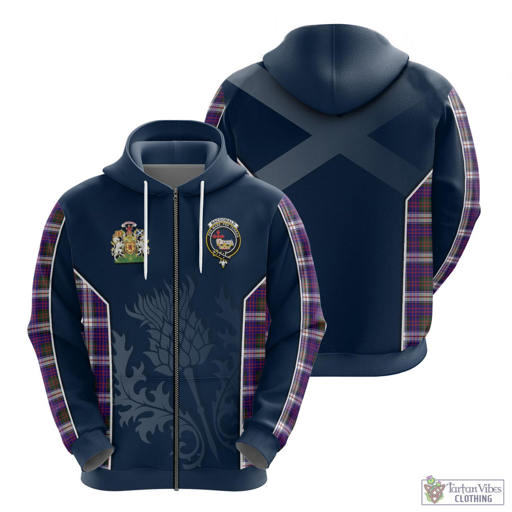 Tartan Vibes Clothing MacDonald Dress Modern Tartan Hoodie with Family Crest and Scottish Thistle Vibes Sport Style