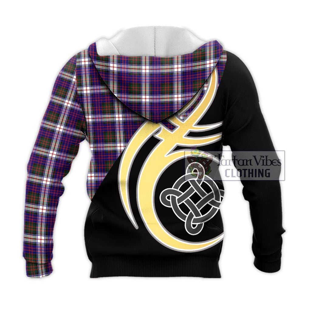 MacDonald Dress Modern Tartan Knitted Hoodie with Family Crest and Celtic Symbol Style - Tartan Vibes Clothing