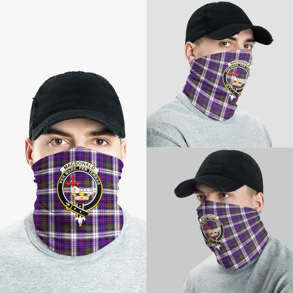 MacDonald Dress Modern Tartan Neck Gaiters, Tartan Bandanas, Tartan Head Band with Family Crest