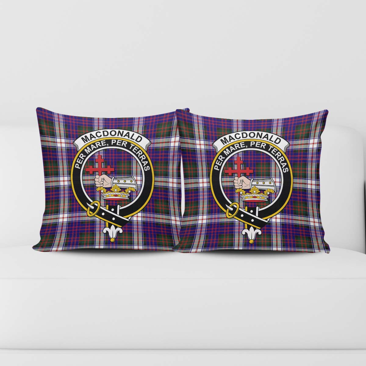 MacDonald Dress Modern Tartan Pillow Cover with Family Crest - Tartanvibesclothing