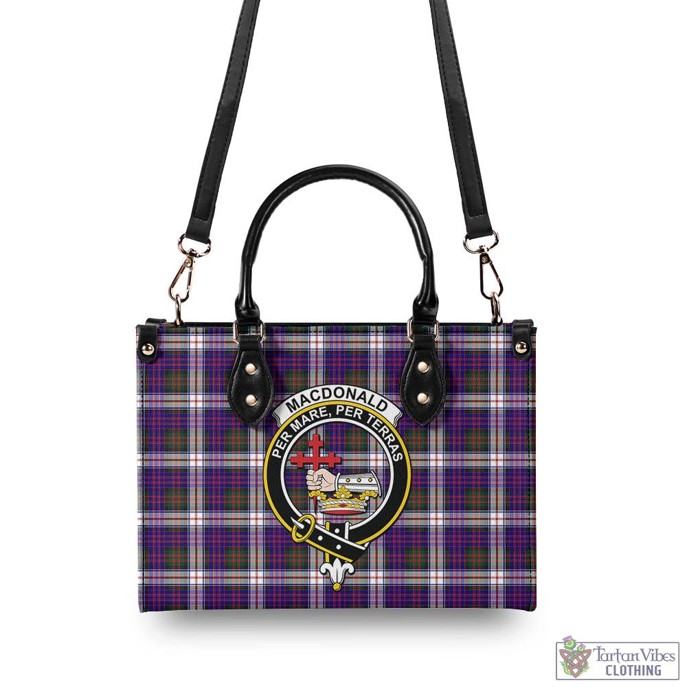 Tartan Vibes Clothing MacDonald Dress Modern Tartan Luxury Leather Handbags with Family Crest