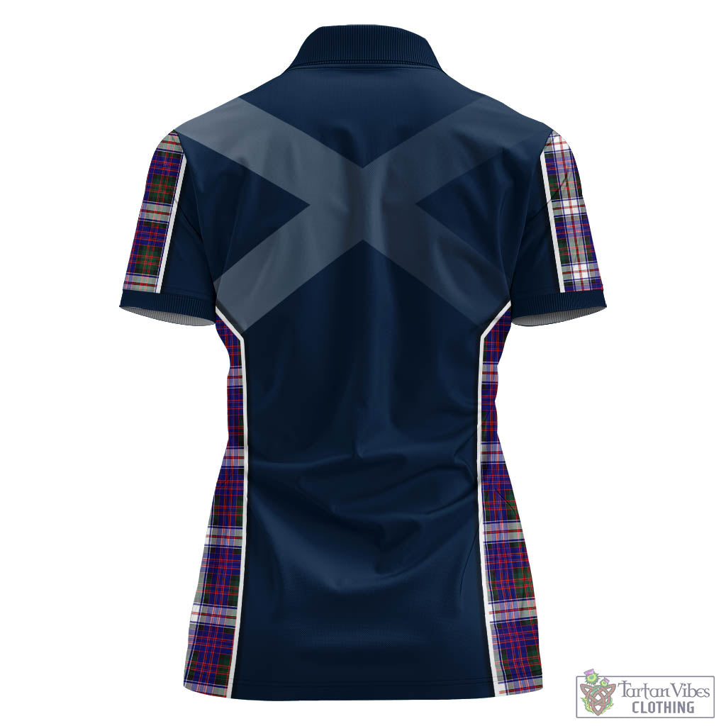 Tartan Vibes Clothing MacDonald Dress Modern Tartan Women's Polo Shirt with Family Crest and Scottish Thistle Vibes Sport Style