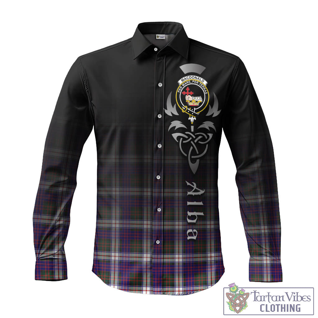 Tartan Vibes Clothing MacDonald Dress Modern Tartan Long Sleeve Button Up Featuring Alba Gu Brath Family Crest Celtic Inspired