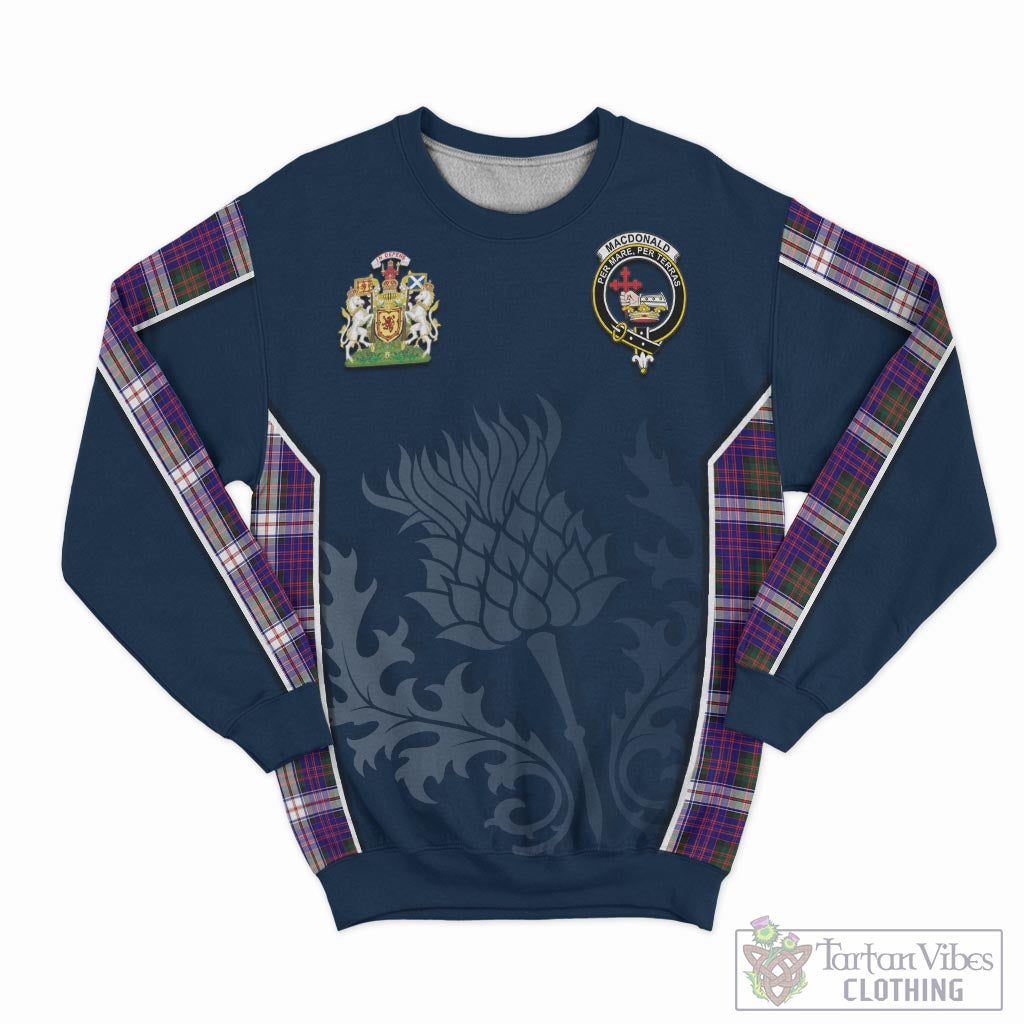 Tartan Vibes Clothing MacDonald Dress Modern Tartan Sweatshirt with Family Crest and Scottish Thistle Vibes Sport Style