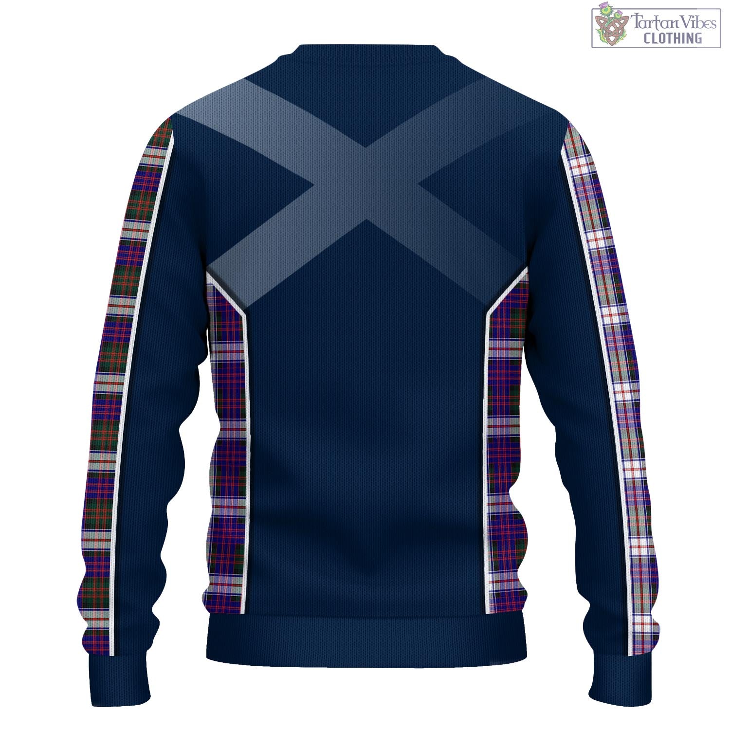 Tartan Vibes Clothing MacDonald Dress Modern Tartan Knitted Sweatshirt with Family Crest and Scottish Thistle Vibes Sport Style