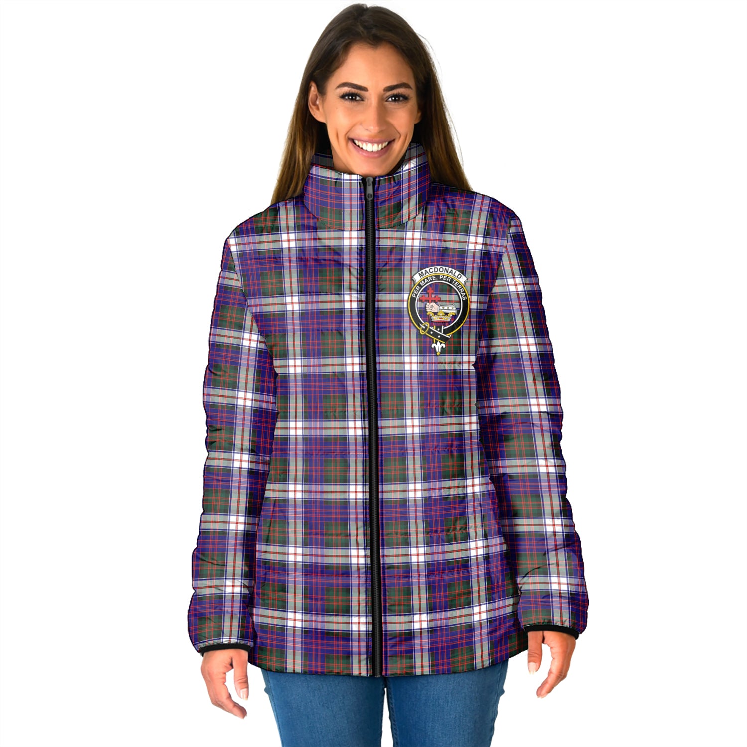 MacDonald Dress Modern Tartan Padded Jacket with Family Crest - Tartan Vibes Clothing