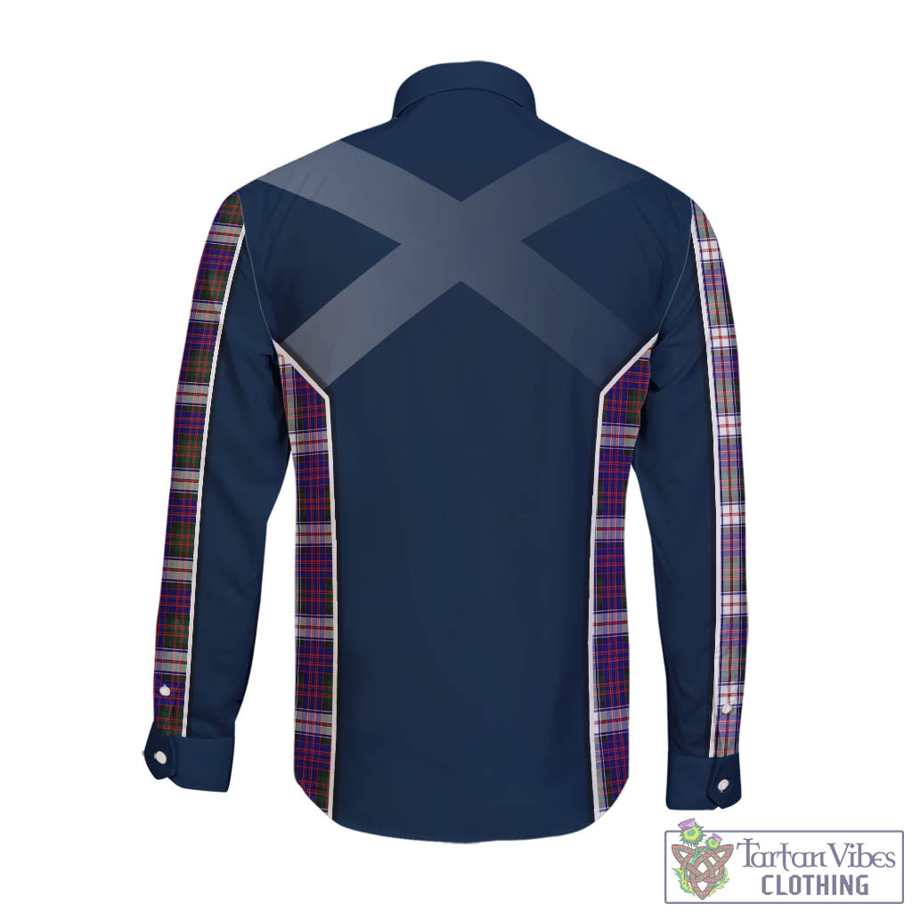 Tartan Vibes Clothing MacDonald Dress Modern Tartan Long Sleeve Button Up Shirt with Family Crest and Scottish Thistle Vibes Sport Style