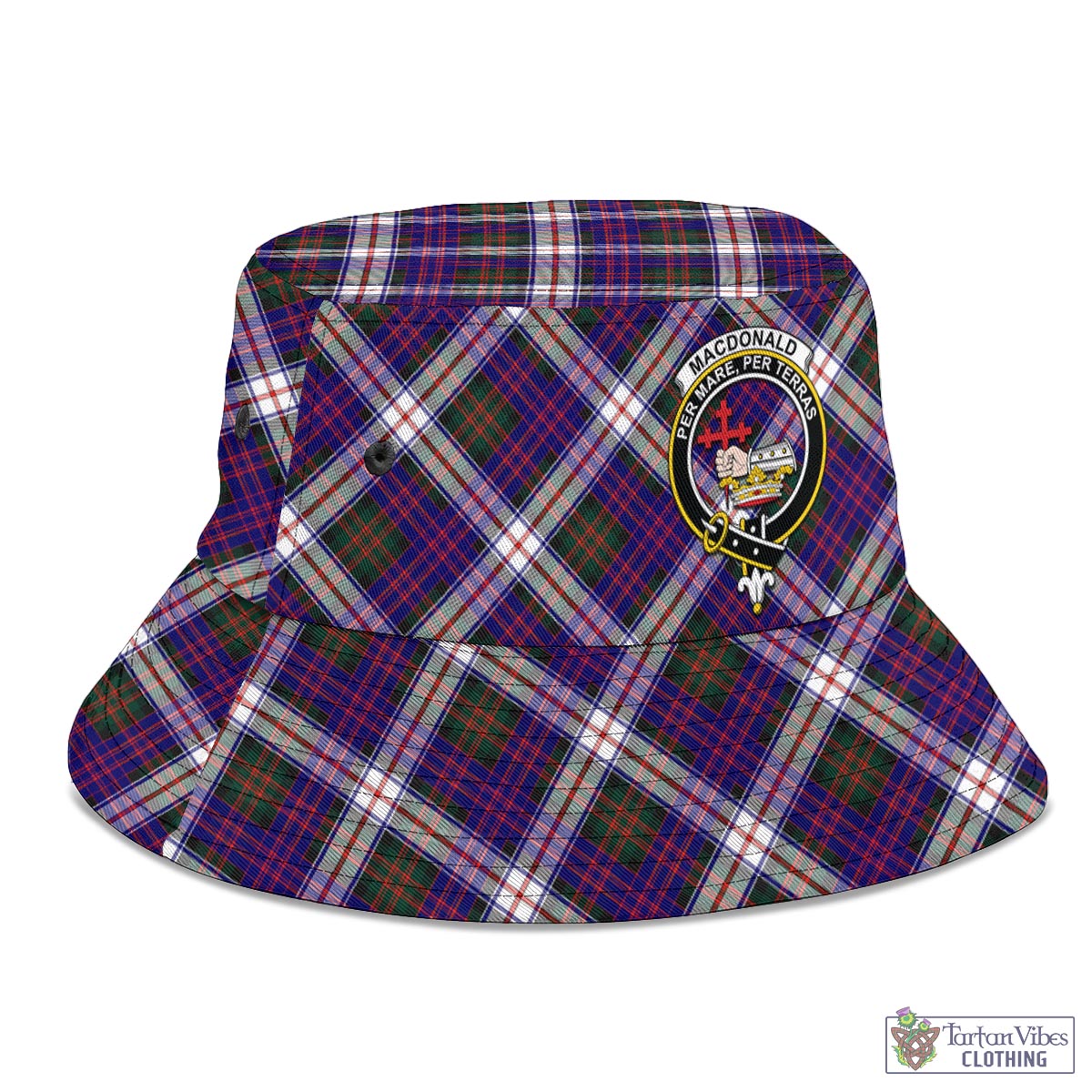 Tartan Vibes Clothing MacDonald Dress Modern Tartan Bucket Hat with Family Crest