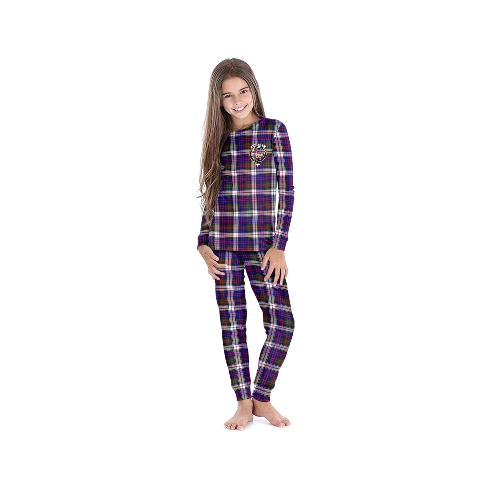 MacDonald Dress Modern Tartan Pajamas Family Set with Family Crest - Tartanvibesclothing