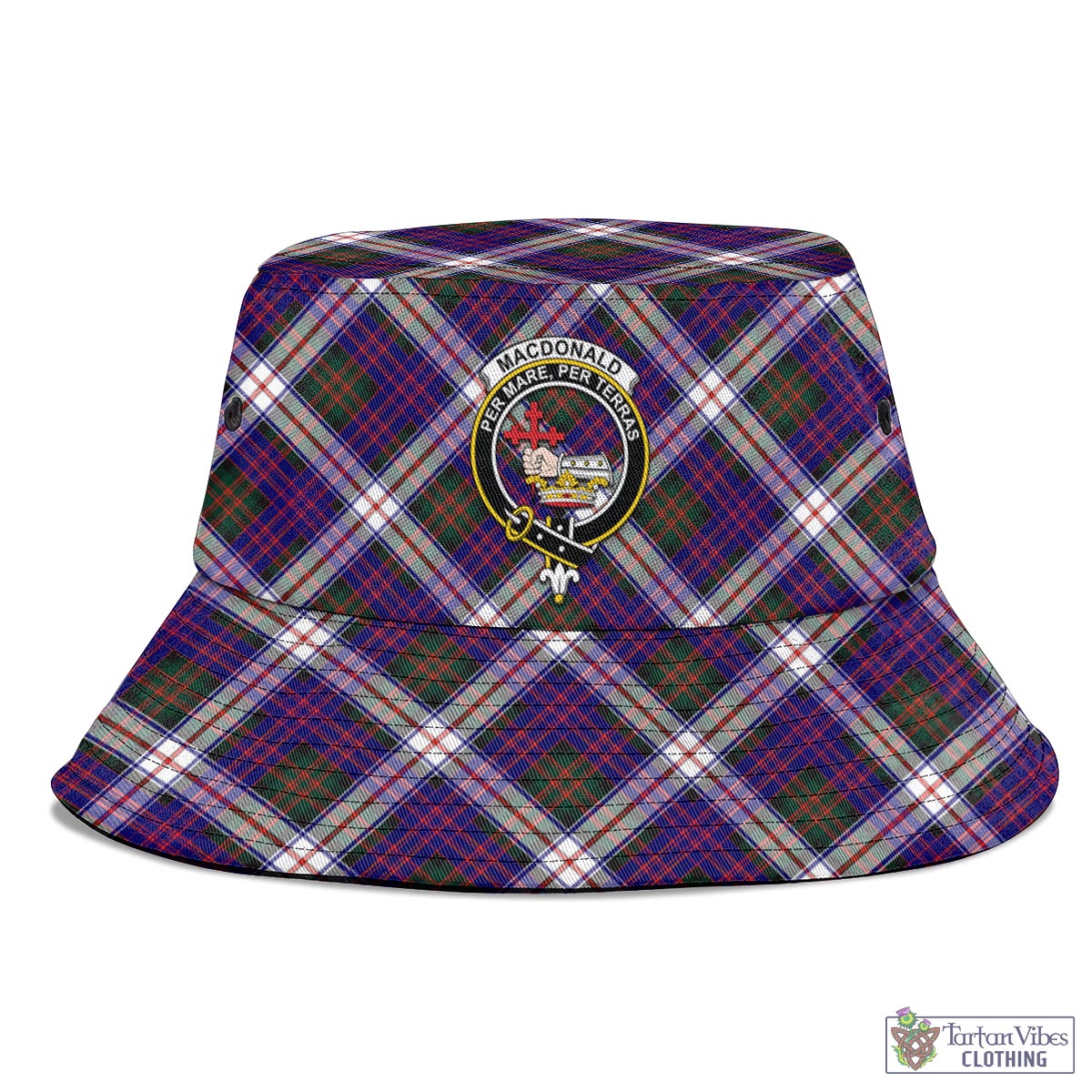 Tartan Vibes Clothing MacDonald Dress Modern Tartan Bucket Hat with Family Crest